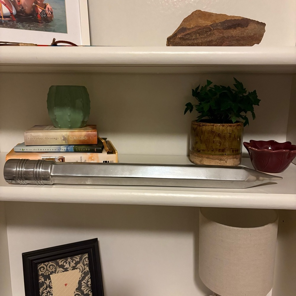 Silver Decorative Pencil; Unique Accent for Bookcases, Coffee Tables, Consoles